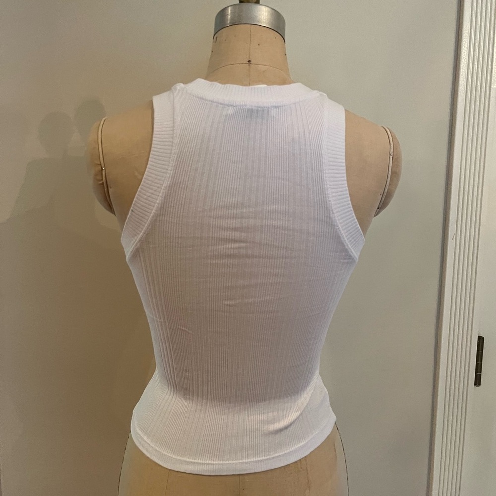 Zara White Ribbed Tank Top - Picture 2 of 3
